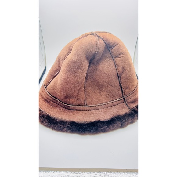 RARE Vintage Genuine Sheepskin Shearling Hat Brown Made in Great Britain main image 5